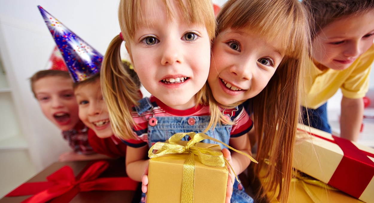 Children With Birthday Gifts